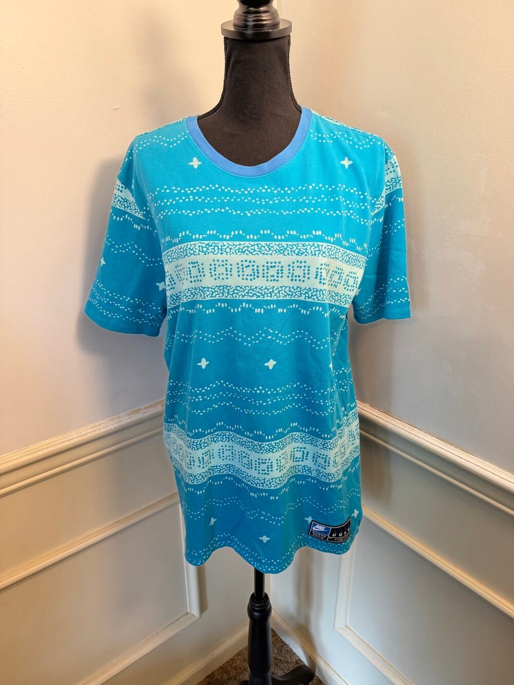 Rare Nike Sportswear NSW "Non Ducor Duco" Graphic Knit Jersey Tee Blue/Aqua